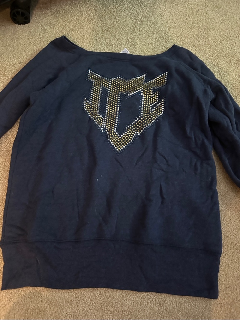 Girls Navy Studded Back Logo Sweatshirt - Brand Unspecified